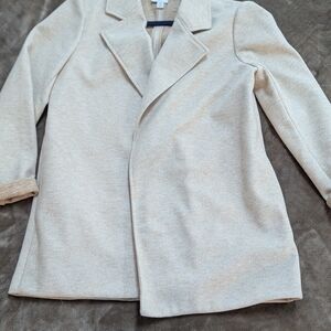 Joie Cream Single-Breasted Wool-Blend Blazer Coat